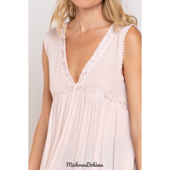 POL Pink Embroidered Sleeveless Babydoll Top - Picture 2 of 8